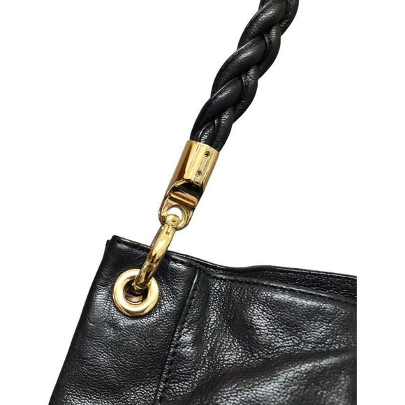 MICHAEL KORS Large Pebbled Leather Naomi Twist Braided Strap Black Bag - Picture 11 of 16